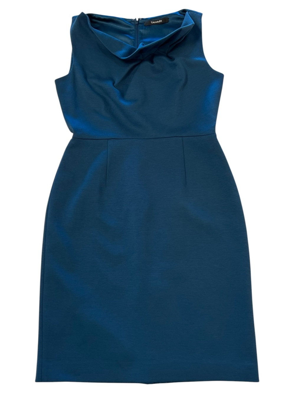 Tahari Sheath Dress Teal Draped Neck Workwear Career Professional Cocktail 📐4/6 - Picture 2 of 10